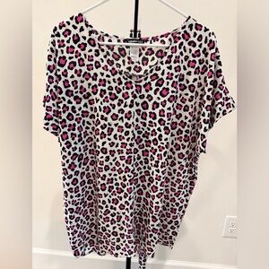 Heimish USA Leopard Print Top 2X High Low Tunic NWOT